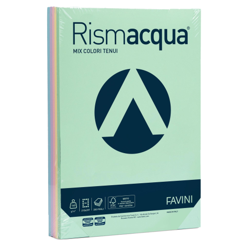 CARTOTECNICA FAVINI RISMACQUA MIX RISMA DA 200 FOGLI 140 GR 21 X 29.7 CM A4 COLORI ASSORTITI